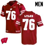 Men's Wisconsin Badgers NCAA #76 Kayden Lyles Red Authentic Under Armour Stitched College Football Jersey YD31R41VO